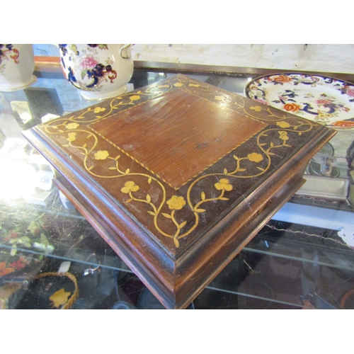 1153 - Antique Killarney Yew Wood Table Box Square Form Inlay Marquetry Decoration Approximately 10 Inches ... 