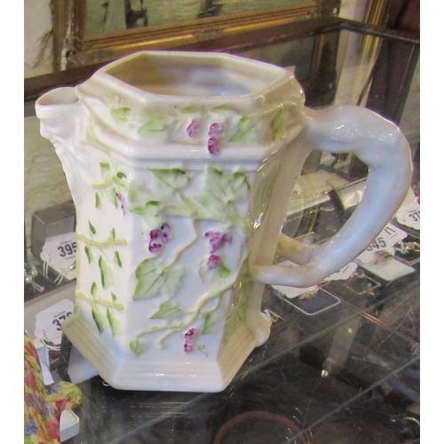 1158 - Belleek Green Mark Table Jug with Shaped Form Handle Approximately 8 Inches High