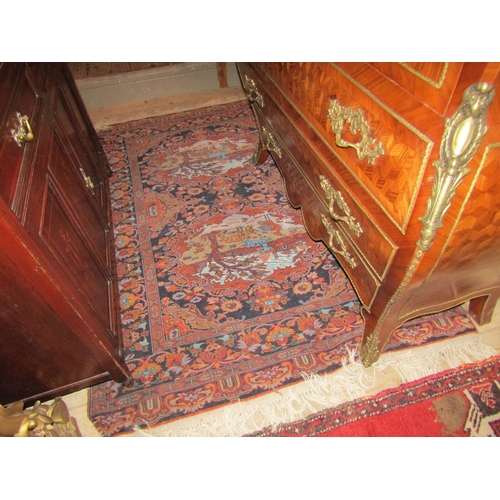 1165 - Persian Pure Wool Rug Burgundy Ground Patterned Borders Approximately 6ft Long x 3ft 6 Inches Wide