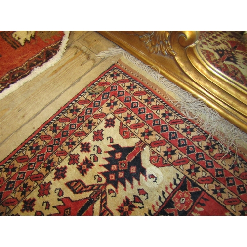 1168 - Persian Pure Wool Rug Pale Pink and Ochre Ground Approximately 8ft Long x 4ft 6 Inches Wide