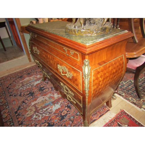 1171 - French Marble Top Marquetry Decorated Ormolu Mounted Chest of Four Long Drawers Attractively Detaile... 