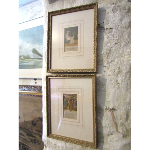 1174 - Two Gilt Framed Coloured Prints Nursery Rhyme Scenes Each Approximately 10 Inches High x 8 Inches Wi... 