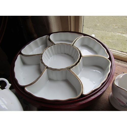 1179 - Various Porcelain and Nut Dish Contained Within Mahogany Case Quantity as Photographed