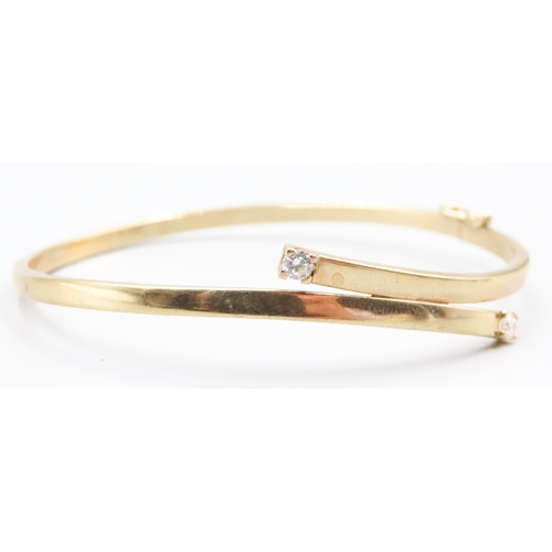 118 - Twin Stone Gem set Wrap Around Form Bangle Bracelet Mounted in 9 Carat Yellow Gold Inner Width 6cm