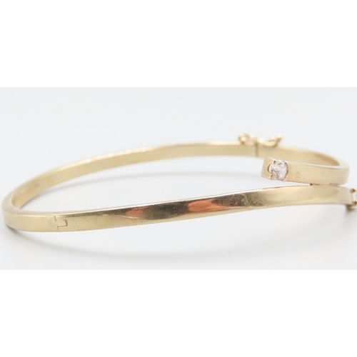 118 - Twin Stone Gem set Wrap Around Form Bangle Bracelet Mounted in 9 Carat Yellow Gold Inner Width 6cm