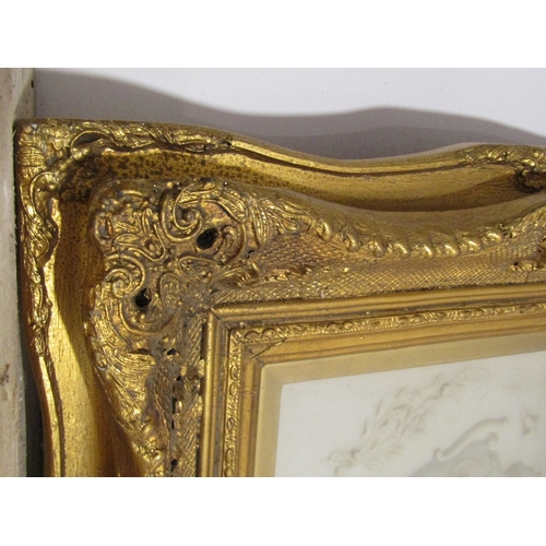 1195 - Gilded Swept Corner Framed Wall Plaque Depicting Classical Urn Framed Size Approximately 14 Inches H... 