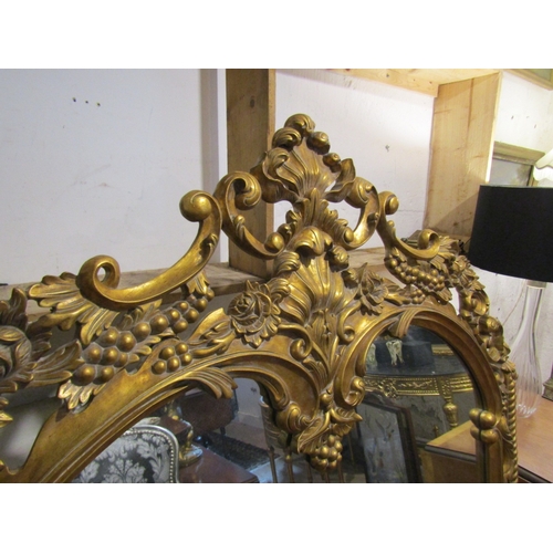 1197 - Carved Gilt Wood Over Mantle Mirror Approximately 56 Inches Wide x 5ft 8 Inches High