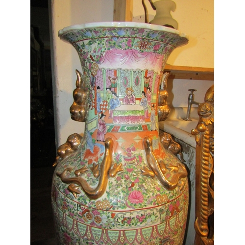 1198 - Very Large Chinese Canton Vase Approximately 5ft 4 Inches High Famille Rose Good Original Condition