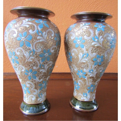 1202 - Pair of Royal Doulton Attractively Detailed Shaped Form Vases Each Signed to Base Each Approximately... 