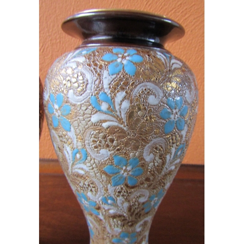 1202 - Pair of Royal Doulton Attractively Detailed Shaped Form Vases Each Signed to Base Each Approximately... 