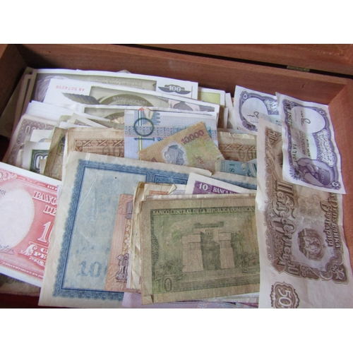 1210 - Large Collection of Various World Bank Notes Quantity as Photographed Contained Within Wooden Box Ap... 