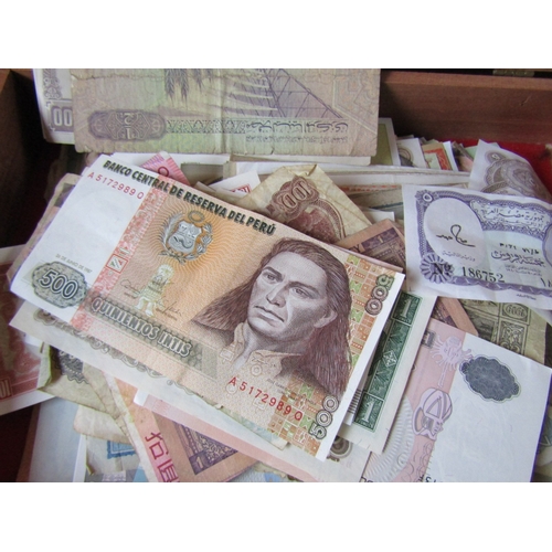 1210 - Large Collection of Various World Bank Notes Quantity as Photographed Contained Within Wooden Box Ap... 