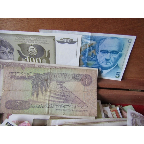 1210 - Large Collection of Various World Bank Notes Quantity as Photographed Contained Within Wooden Box Ap... 