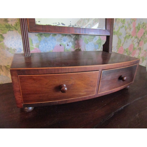 1212 - Early Victorian Mahogany Twin Drawer Dressing Table Mirror Approximately 17 Inches High x 14 Inches ... 