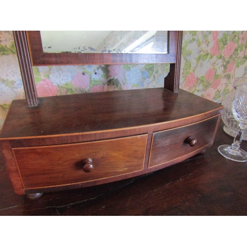 1212 - Early Victorian Mahogany Twin Drawer Dressing Table Mirror Approximately 17 Inches High x 14 Inches ... 