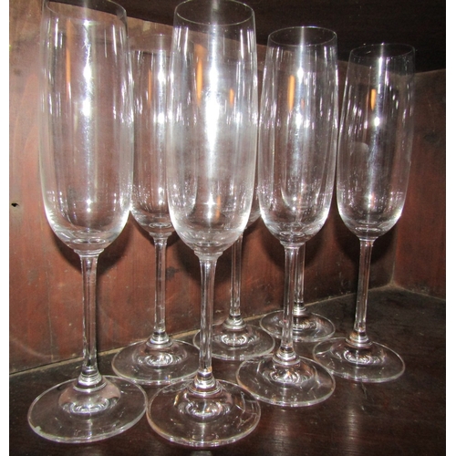 1215 - Set of Seven Crystal Champagne Flutes