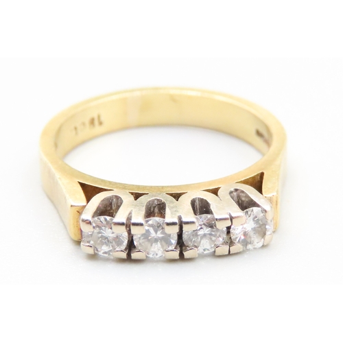 122 - Diamond Four Stone Ring Mounted in 18 Carat Yellow Gold Ring Size M