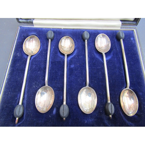 1221 - Set of Six Silver Coffee Spoons Contained Within Original Presentation Case