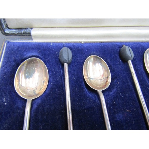 1221 - Set of Six Silver Coffee Spoons Contained Within Original Presentation Case