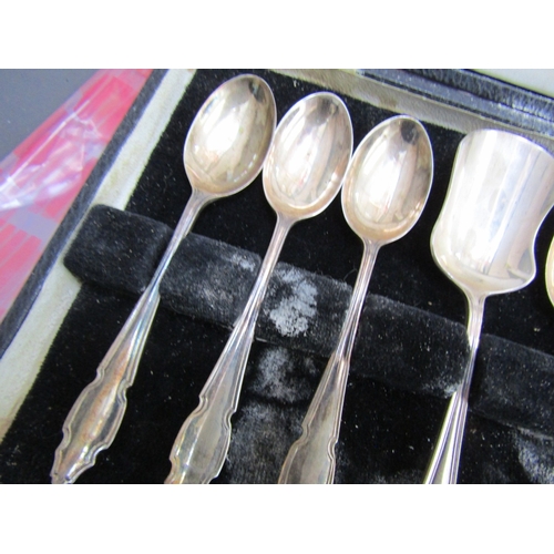 1222 - Set of Six Silver Teaspoons with Matching Silver Caddy Spoon Contained Within Original Presentation ... 