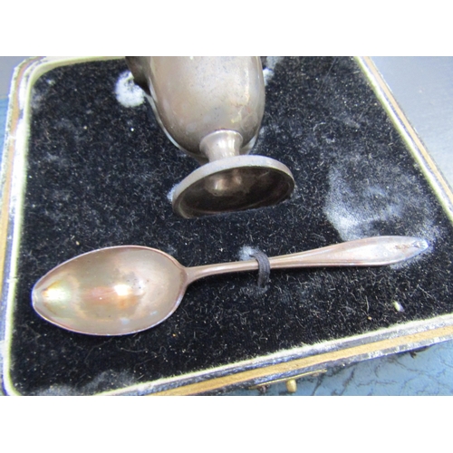 1223 - Silver Egg Cup and Silver Egg Spoon Contained Within Original Presentation Box