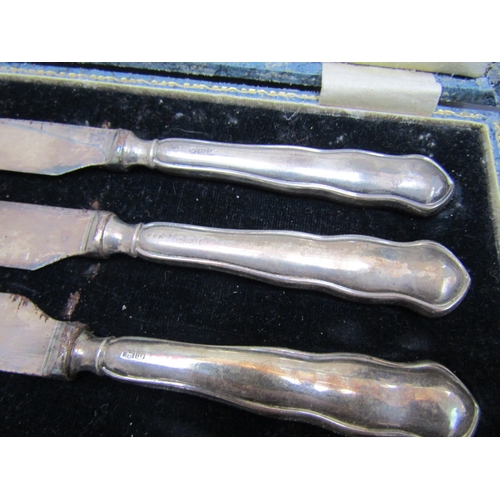 1227 - Set of Six Silver Handled Butter Knives Contained Within Original Presentation Box