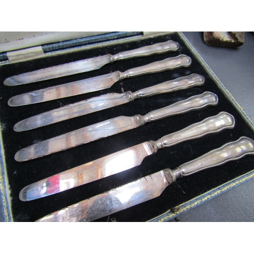 1227 - Set of Six Silver Handled Butter Knives Contained Within Original Presentation Box