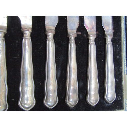 1227 - Set of Six Silver Handled Butter Knives Contained Within Original Presentation Box