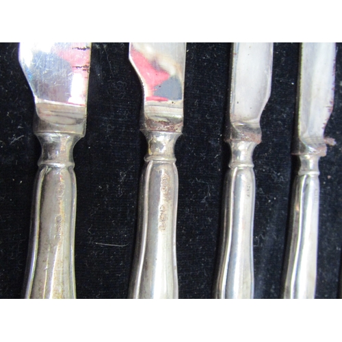 1227 - Set of Six Silver Handled Butter Knives Contained Within Original Presentation Box