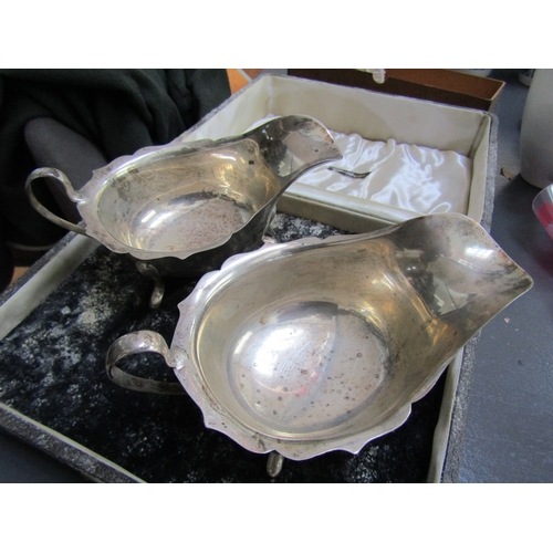 1230 - Pair of Silver Sauce Boats Contained Within Original Presentation Box