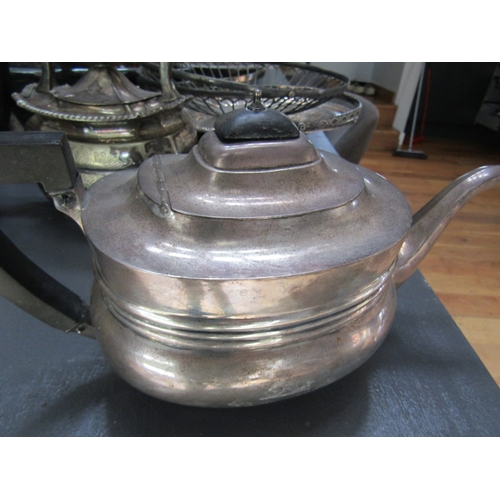 1234 - Antique Silver Teapot Restrained Decoration with Ebony Handle and Cover Finial Approximately 9 Inche... 