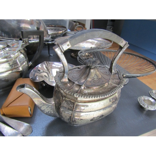 1235 - Large Collection of Antique Silver Plate Including Salver and Others Quantity as Photographed