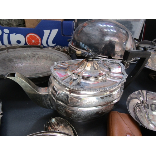 1235 - Large Collection of Antique Silver Plate Including Salver and Others Quantity as Photographed