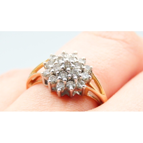 124 - Diamond Set Ladies Cluster Ring Mounted in 18 Carat Yellow Gold Ring Size O