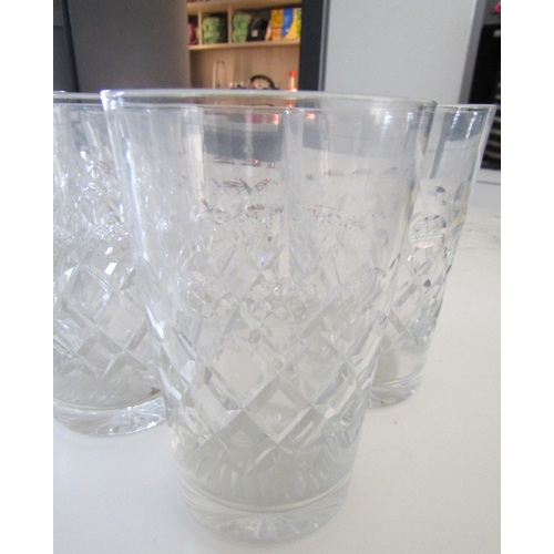 1242 - Irish Cut Crystal Set of Six Whiskey Glass Tumblers