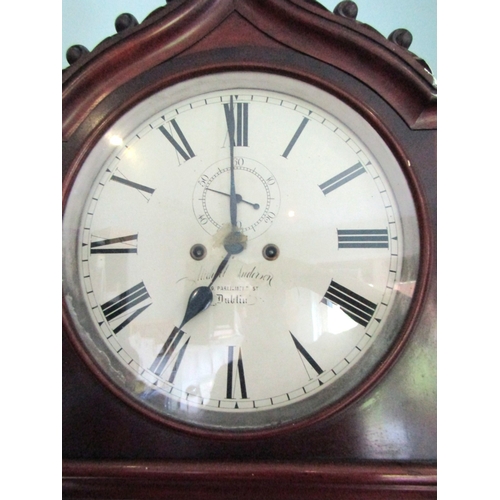 1243 - William IV Mahogany Cased Dublin Made Long Case Clock Original Condition with Weights Pendulum Roman... 