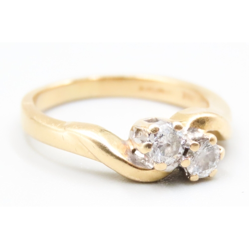 126 - Diamond Twin Stone Wrap Around Form Ring Mounted in 18 Carat Yellow Gold Ring Size L