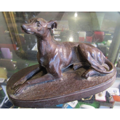 1260 - Bronze Sculpture Seated Whippet Approximately 5 Inches Wide