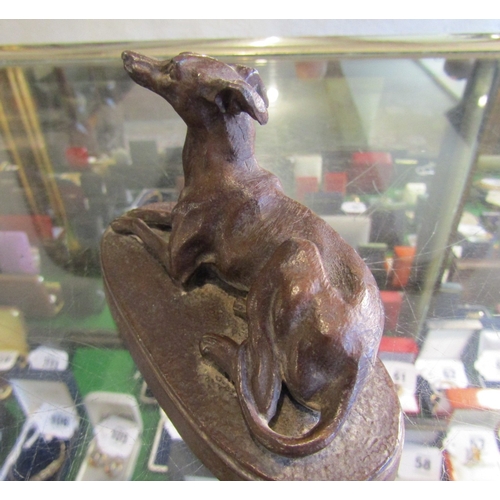 1260 - Bronze Sculpture Seated Whippet Approximately 5 Inches Wide