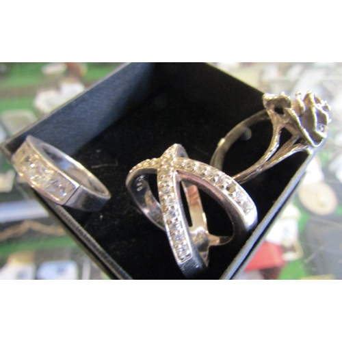 1265 - Three Silver Rings Two Gem Set