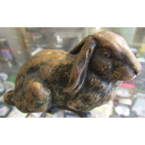 1267 - Antique Bronze Figure of Seated Rabbit Approximately 7cm Wide Possibly Austrian