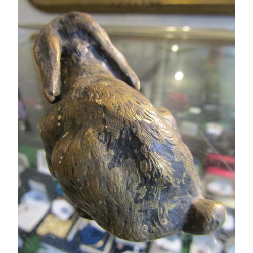 1267 - Antique Bronze Figure of Seated Rabbit Approximately 7cm Wide Possibly Austrian