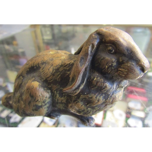 1267 - Antique Bronze Figure of Seated Rabbit Approximately 7cm Wide Possibly Austrian