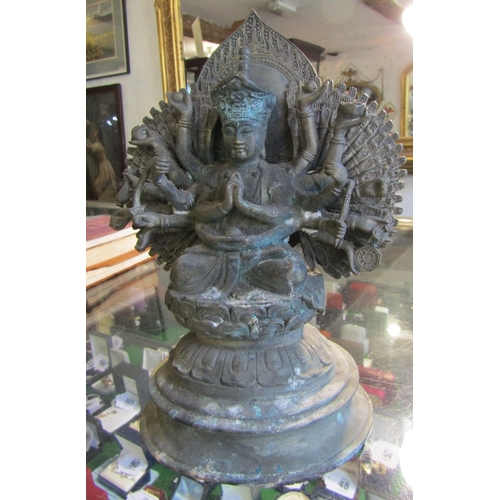 1270 - Eastern Temple Figure Bronze Tibetan Approximately 11 Inches High