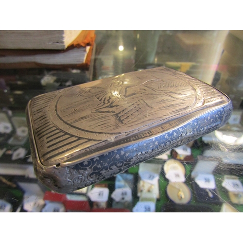 1272 - Georgian Silver Table Box Steeple Chase Engraved Cover Rectangular Form Hinged Top Approximately 4 I... 