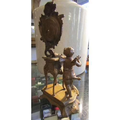 1274 - Gilded Bronze Dressing Table Piece Depicting Cherub with Dressing Table Presently Lacking Circular I... 