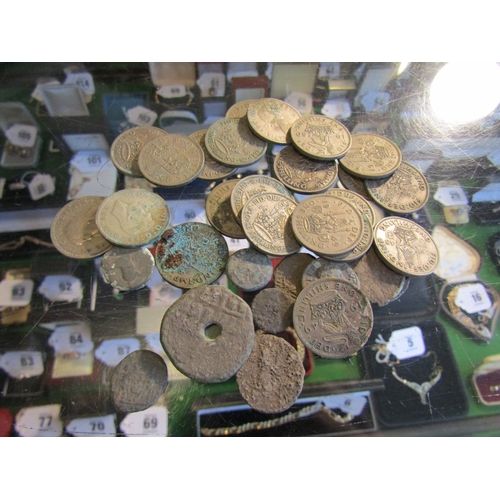 1275 - Various George VI One Pence Coins and Others Quantity as Photographed Some Silver Content