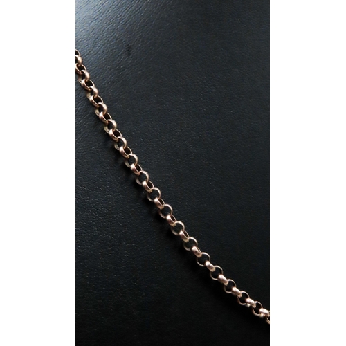 128 - 9 Carat Rose Gold Belcher Link Chain Necklace 76cm Long