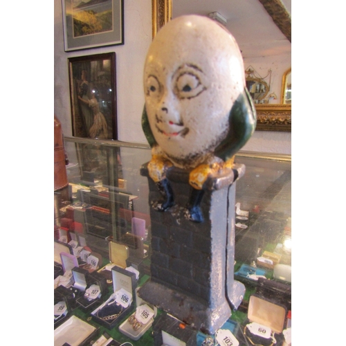 1285 - Humpty Dumpty Antique Cast Iron Moneybox Approximately 6 Inches High