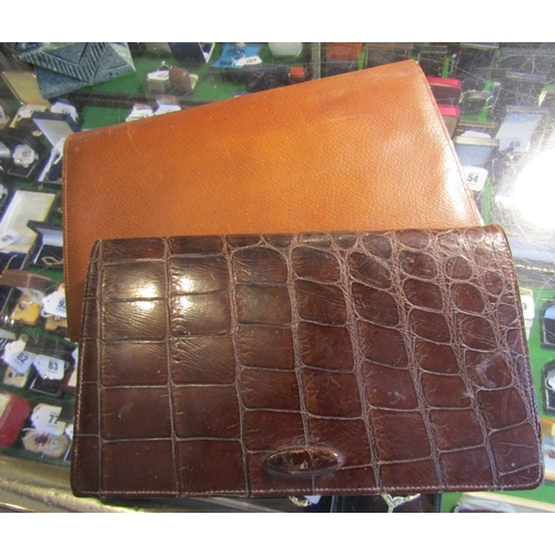 1289 - Crocodile Skin Ladies Evening Clutch Approximately 10 Inches Wide and Pigskin Money Wallet Approxima... 